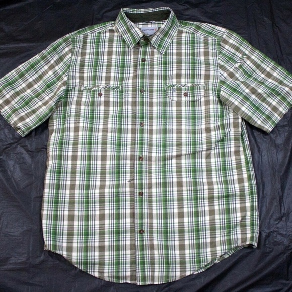 Carhartt Relaxed Fit Men's Short‎ Sleeve Button Front Shirt Size Large - Picture 1 of 5